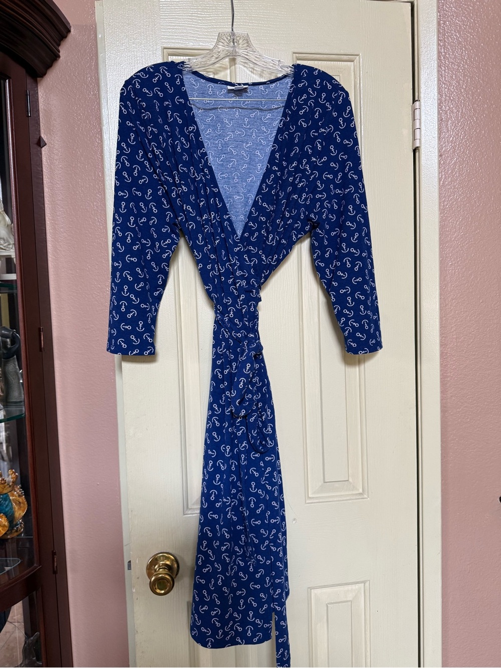 LuLaRoe Blue Printed Wrap Midi Dress